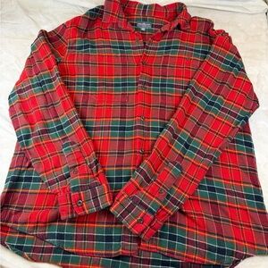 L.L.Bean Signature Slim Fit Organic Cotton Plaid Flannel Shirt Men's XL